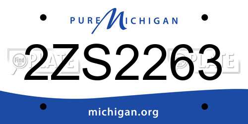 2ZS2263 Michigan License Plate