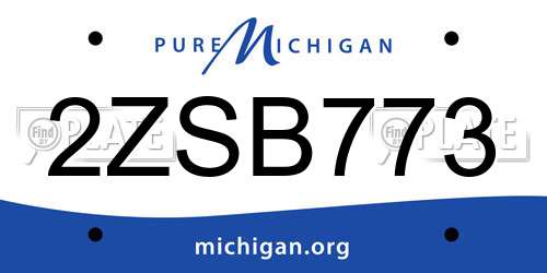 2ZSB773 Michigan License Plate