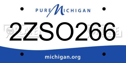 2ZSO266 Michigan License Plate