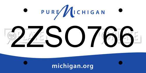 2ZSO766 Michigan License Plate