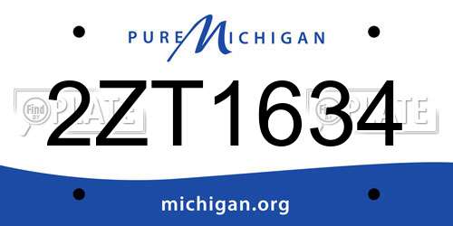 2ZT1634 Michigan License Plate