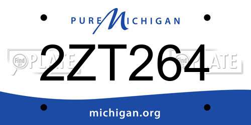 2ZT264 Michigan License Plate