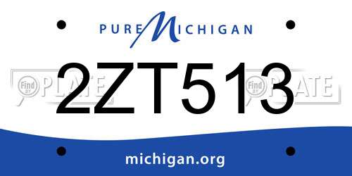 2ZT513 Michigan License Plate