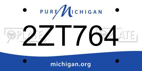 2ZT764 Michigan License Plate