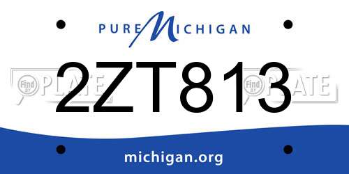 2ZT813 Michigan License Plate