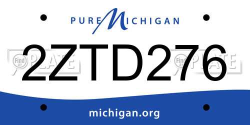 2ZTD276 Michigan License Plate
