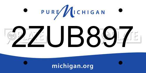 2ZUB897 Michigan License Plate