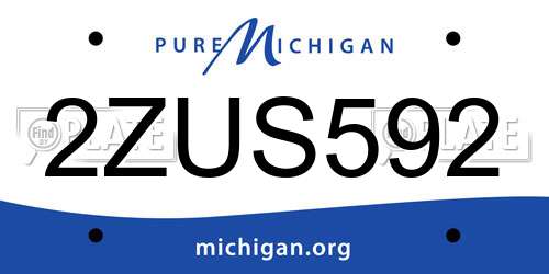 2ZUS592 Michigan License Plate