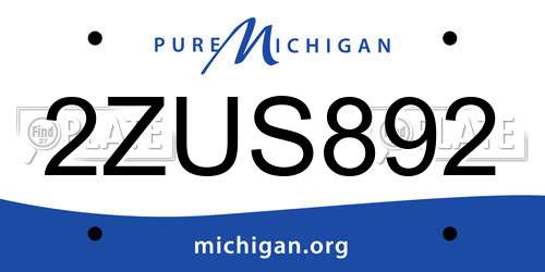 2ZUS892 Michigan License Plate