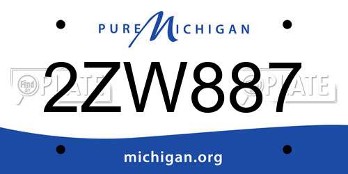 2ZW887 Michigan License Plate