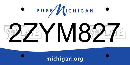 2ZYM827 Michigan License Plate