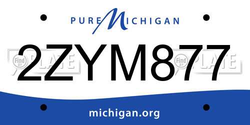 2ZYM877 Michigan License Plate