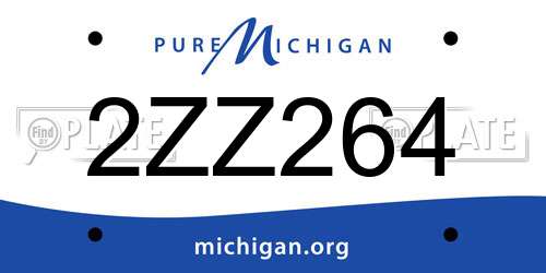 2ZZ264 Michigan License Plate