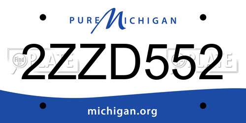 2ZZD552 Michigan License Plate