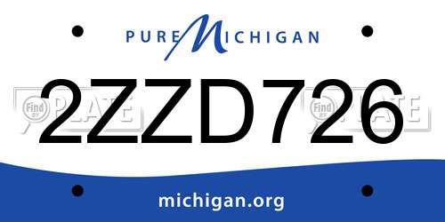2ZZD726 Michigan License Plate