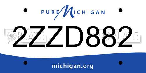 2ZZD882 Michigan License Plate