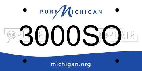 3000SO Michigan License Plate