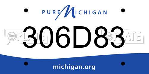 306D83 Michigan License Plate