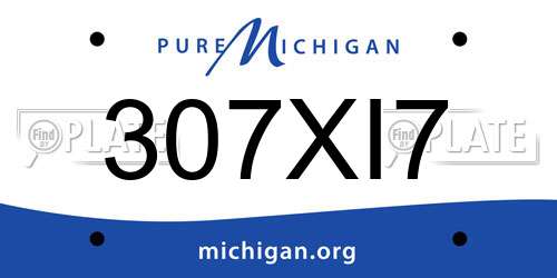 307XI7 Michigan License Plate