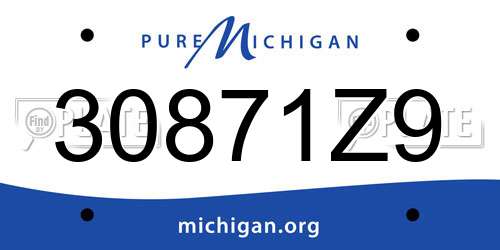 30871Z9 Michigan License Plate
