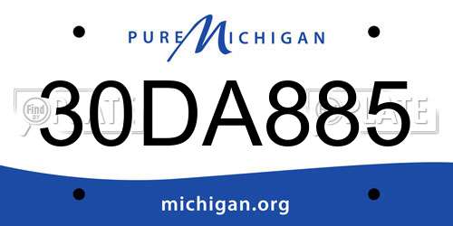 30DA885 Michigan License Plate