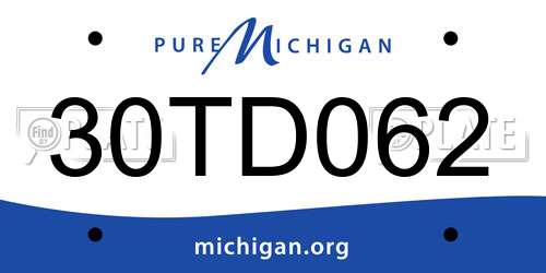 30TD062 Michigan License Plate