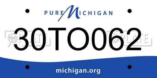 30TO062 Michigan License Plate