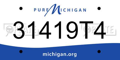 31419T4 Michigan License Plate