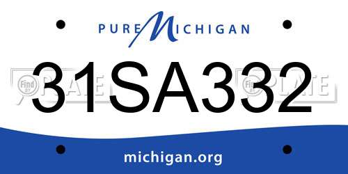 31SA332 Michigan License Plate