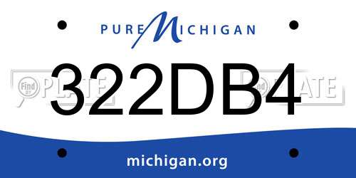 322DB4 Michigan License Plate