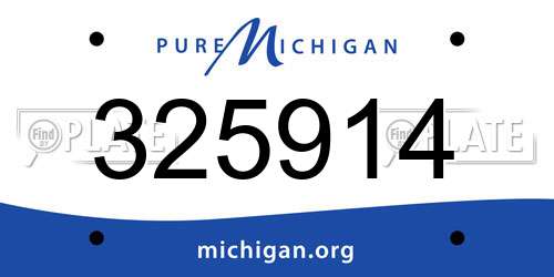 325914 Michigan License Plate