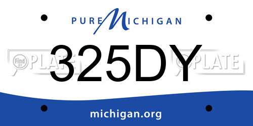 325DY Michigan License Plate