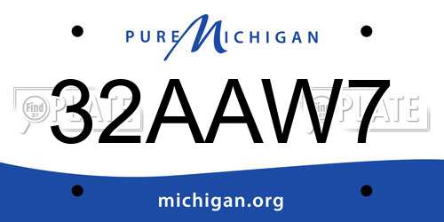 32AAW7 Michigan License Plate