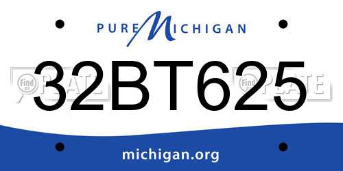 32BT625 Michigan License Plate