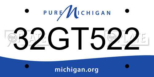 32GT522 Michigan License Plate