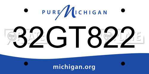 32GT822 Michigan License Plate