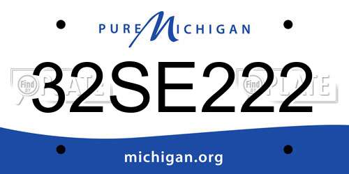 32SE222 Michigan License Plate