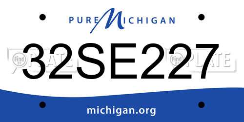 32SE227 Michigan License Plate