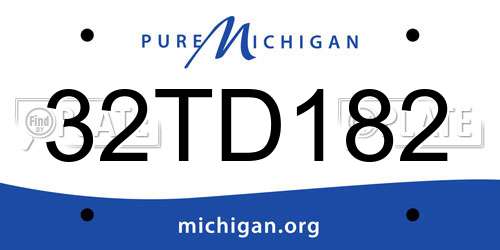 32TD182 Michigan License Plate