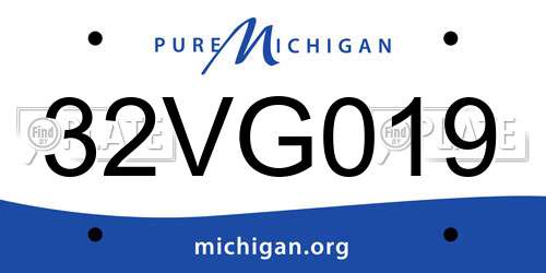32VG019 Michigan License Plate