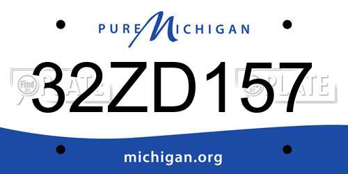 32ZD157 Michigan License Plate