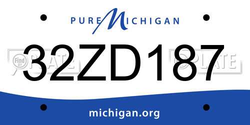 32ZD187 Michigan License Plate