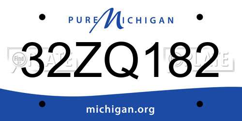 32ZQ182 Michigan License Plate