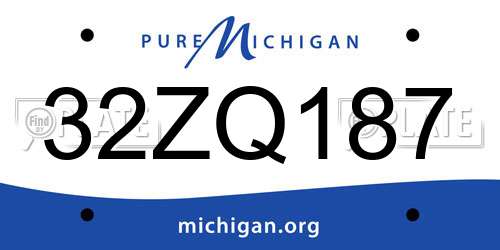 32ZQ187 Michigan License Plate