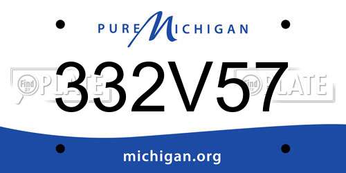 332V57 Michigan License Plate