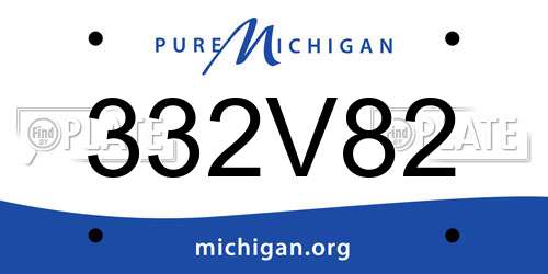 332V82 Michigan License Plate