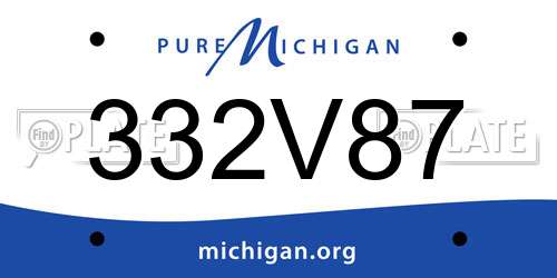 332V87 Michigan License Plate