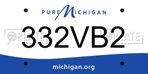 332VB2 Michigan License Plate