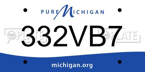 332VB7 Michigan License Plate