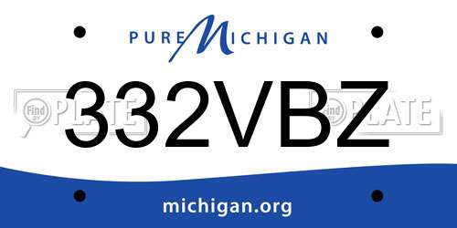 332VBZ Michigan License Plate